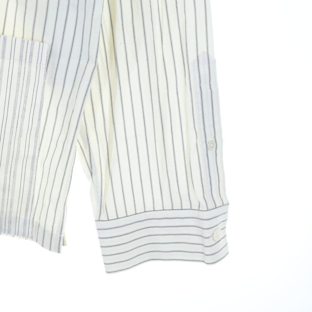 Maison Margiela 11(メゾンマルジェラ11) 25SS Cotton Stripe Shirts Jacket コットンストライプシャツジャケット ボタンダウン長袖シャツジャケット S50DT0047 MTN053 ホワイト