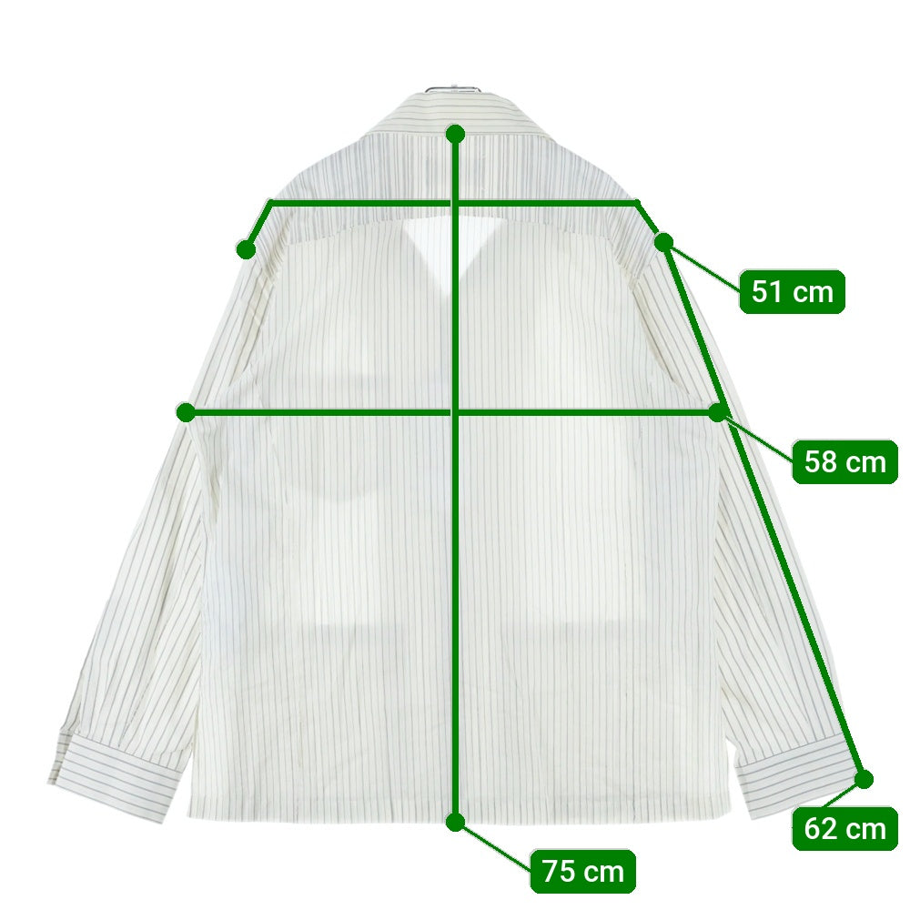 Maison Margiela 11(メゾンマルジェラ11) 25SS Cotton Stripe Shirts Jacket コットンストライプシャツジャケット ボタンダウン長袖シャツジャケット S50DT0047 MTN053 ホワイト