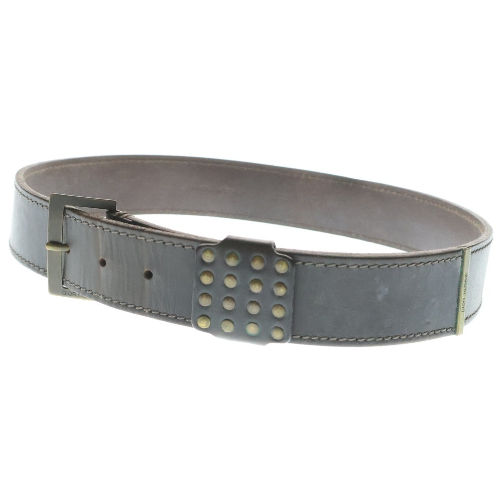 Dior HOMME(ディオールオム) Studs Belt スタッズ レザーベルト ブラウン