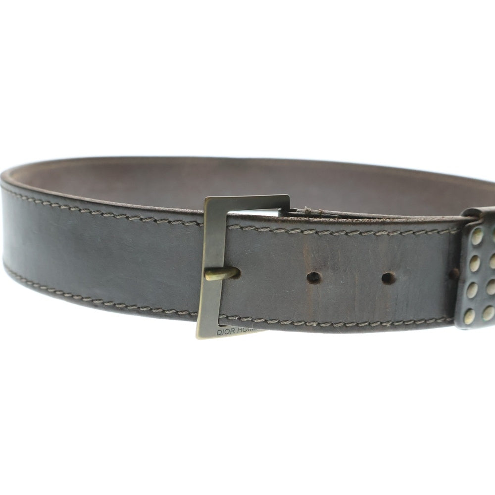 Dior HOMME(ディオールオム) Studs Belt スタッズ レザーベルト ブラウン