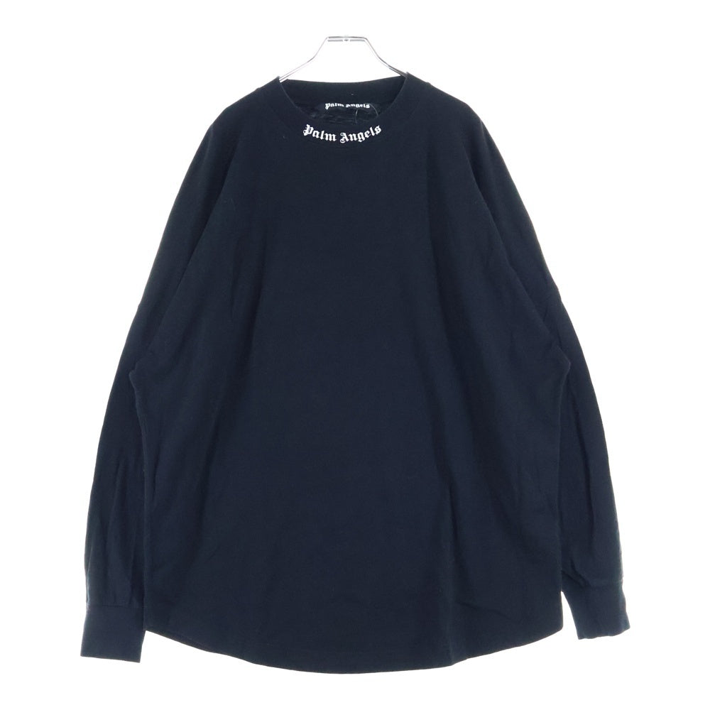 Palm Angels(パームエンジェルス) L/S T-SHIRT ネックロゴ 長袖Tシャツ ロンT ブラック PMAB001C99JER001