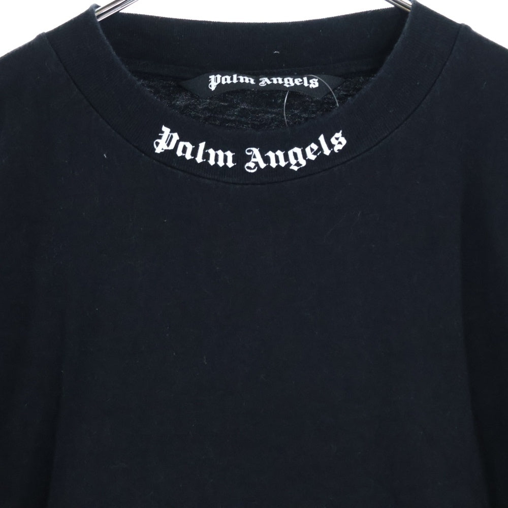 Palm Angels(パームエンジェルス) L/S T-SHIRT ネックロゴ 長袖Tシャツ ロンT ブラック PMAB001C99JER001