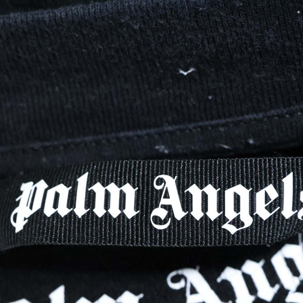 Palm Angels(パームエンジェルス) L/S T-SHIRT ネックロゴ 長袖Tシャツ ロンT ブラック PMAB001C99JER001