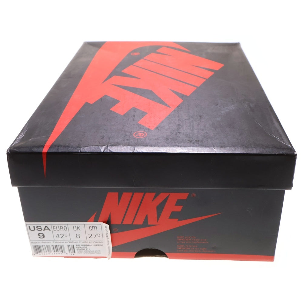 NIKE(ナイキ) AIR JORDAN1 RETRO HIGH OG エアジョーダン1 ターボグリーン ハイカットスニーカー ホワイト/グリーン US9/27cm 555088-311