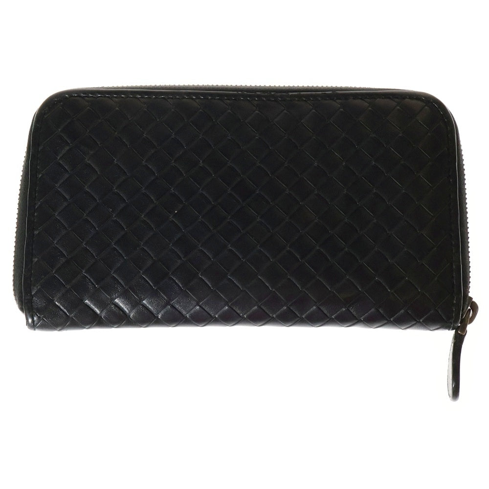 BOTTEGA VENETA(ボッテガヴェネタ) Wallet イントレチャート ラウンドジップ レザーウォレット 長財布 ブラック