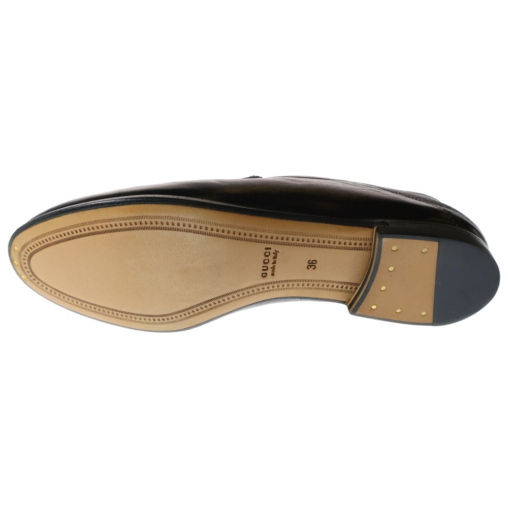 GUCCI(グッチ) Horsebit Leather Loafers ホースビット レザーローファー ブラック レディース 414998
