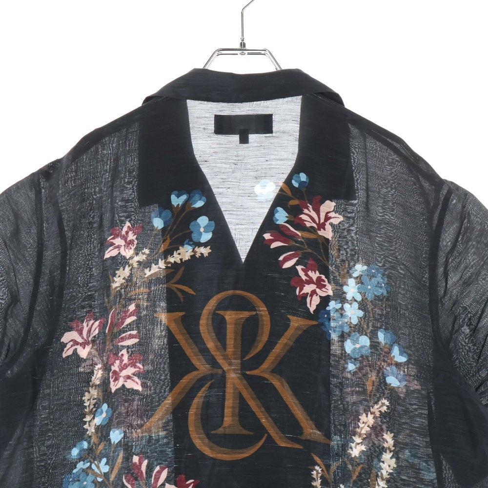 KITH(キス) 25SS Linen Thompson Camp Collar Shirt リネン トンプソン キャンプカラーシャツ シルク混半袖シャツ ブラック