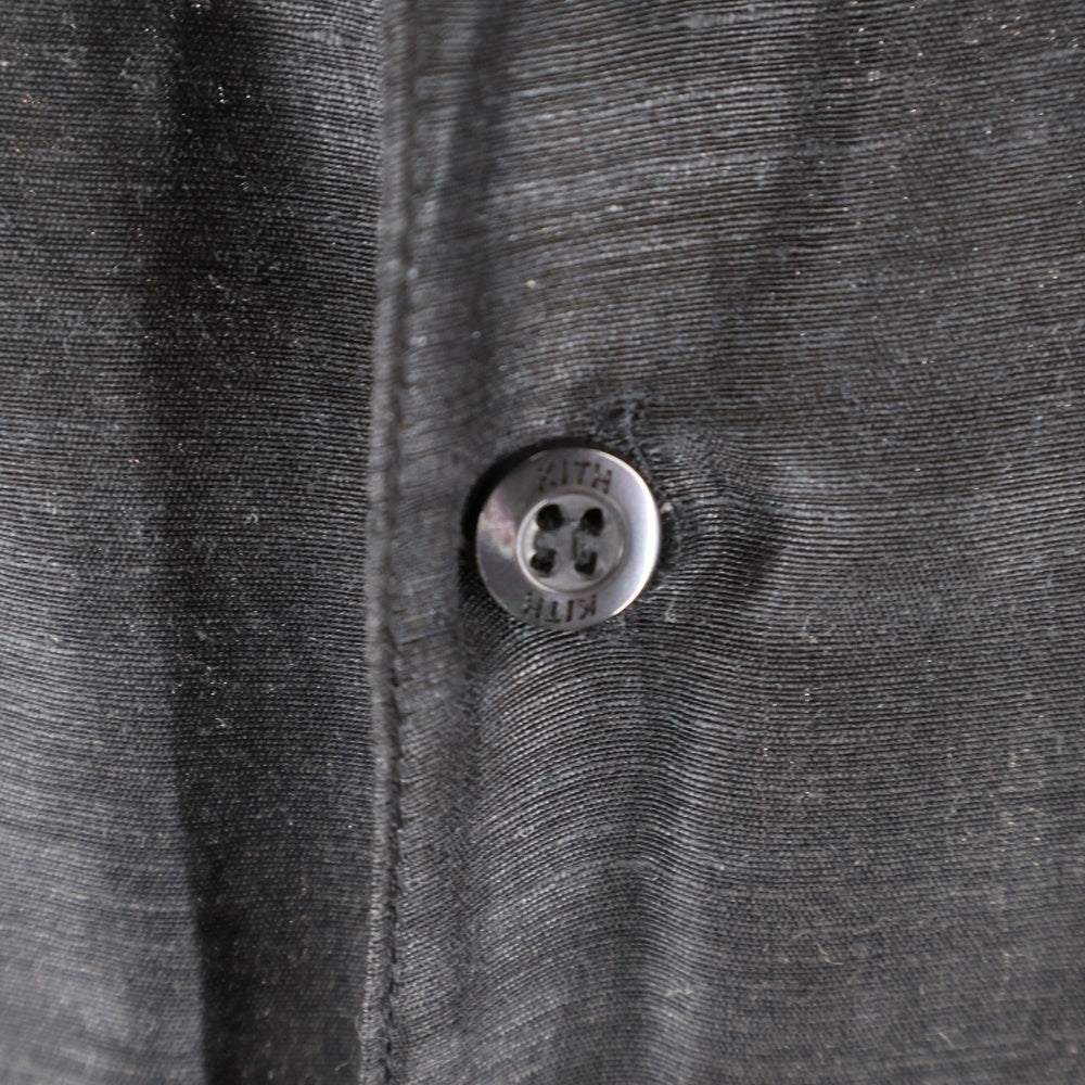 KITH(キス) 25SS Linen Thompson Camp Collar Shirt リネン トンプソン キャンプカラーシャツ シルク混半袖シャツ ブラック