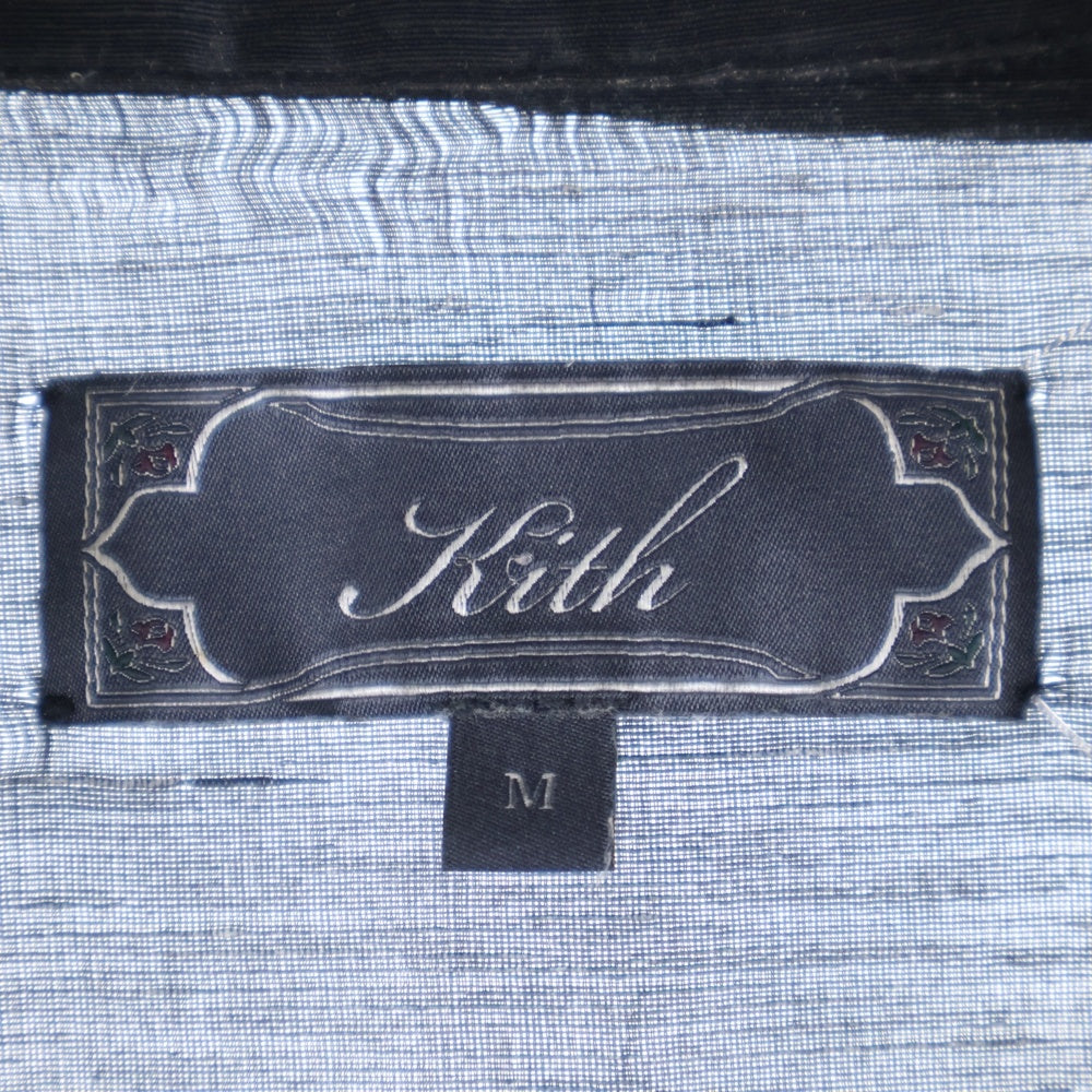 KITH(キス) 25SS Linen Thompson Camp Collar Shirt リネン トンプソン キャンプカラーシャツ シルク混半袖シャツ ブラック