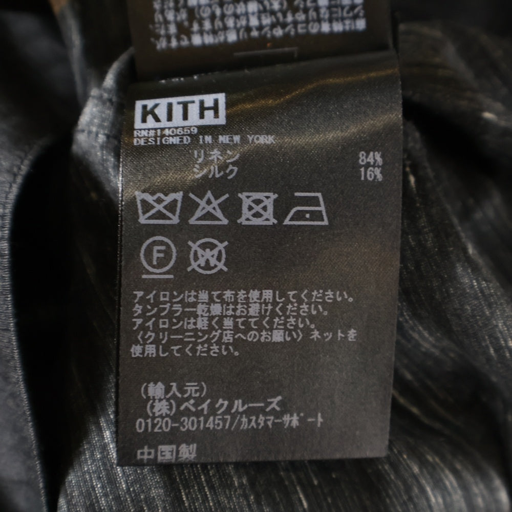 KITH(キス) 25SS Linen Thompson Camp Collar Shirt リネン トンプソン キャンプカラーシャツ シルク混半袖シャツ ブラック