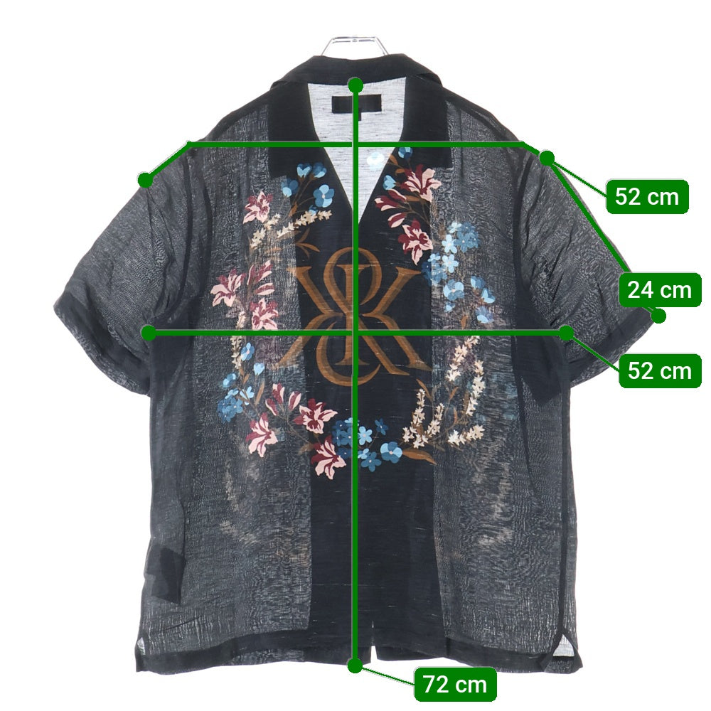 KITH(キス) 25SS Linen Thompson Camp Collar Shirt リネン トンプソン キャンプカラーシャツ シルク混半袖シャツ ブラック