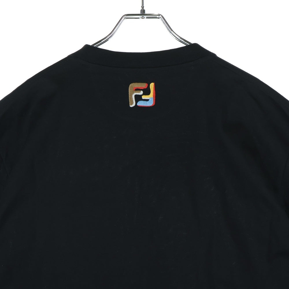 FENDI(フェンディ) ズッカ柄フロントポケット クルーネック半袖Tシャツ FY1257 ブラック/マルチ