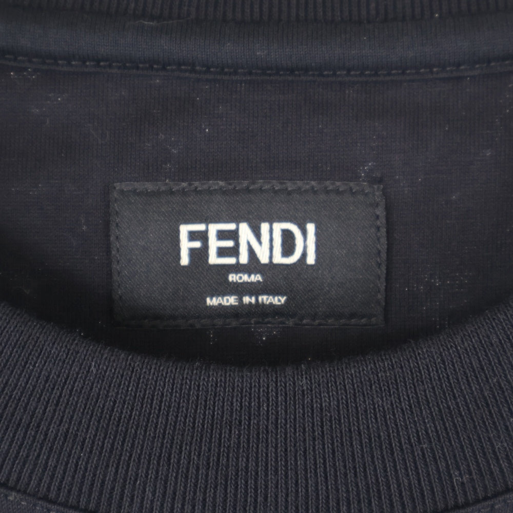 FENDI(フェンディ) ズッカ柄フロントポケット クルーネック半袖Tシャツ FY1257 ブラック/マルチ