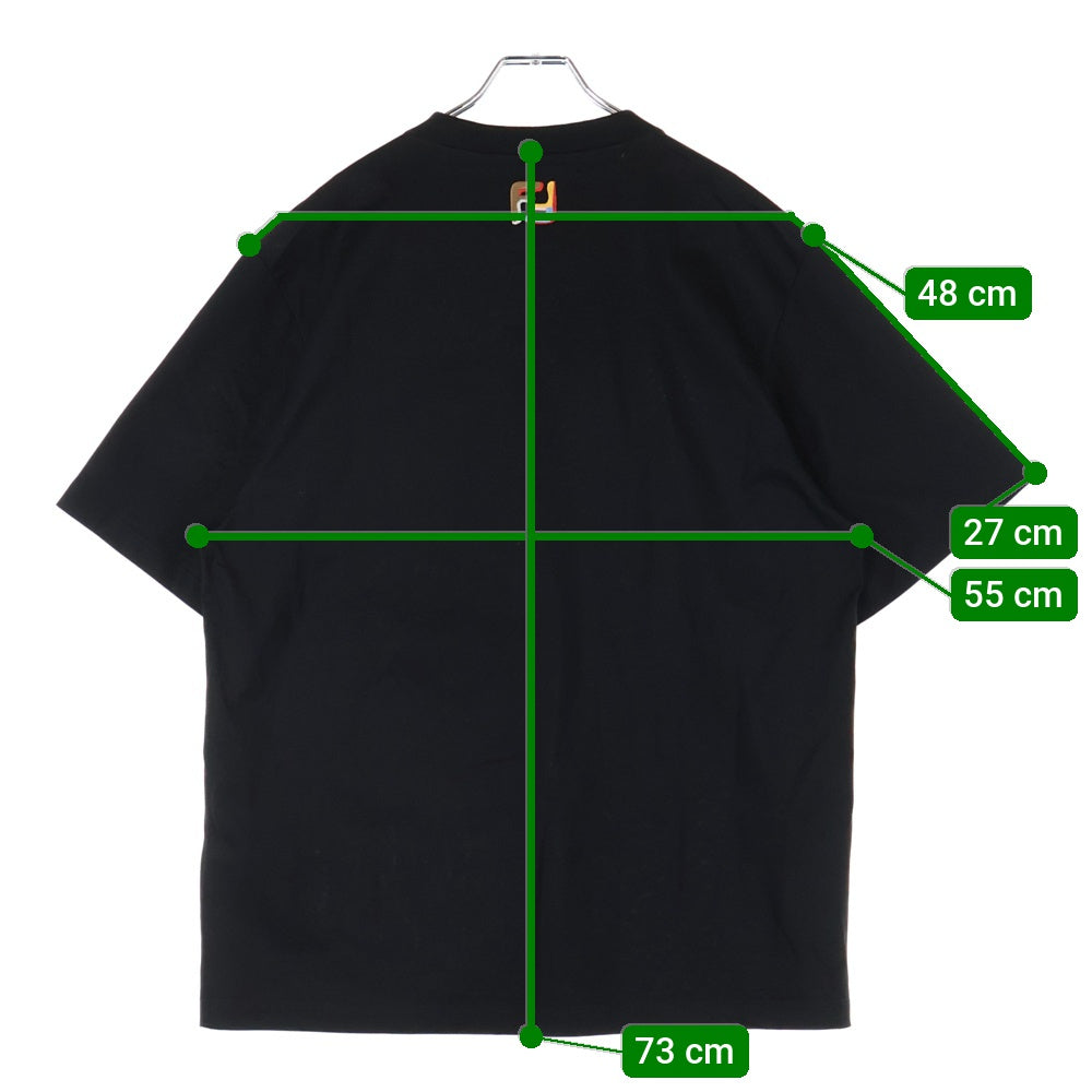 FENDI(フェンディ) ズッカ柄フロントポケット クルーネック半袖Tシャツ FY1257 ブラック/マルチ