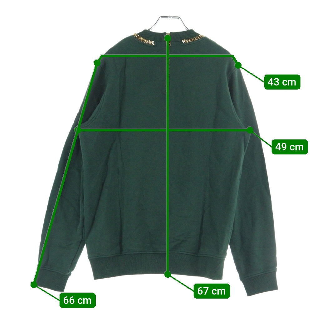 BURBERRY(バーバリー) Chain Detail Cotton Sweatshirt チェーンネックレス プルオーバースウェットパーカー フーディー グリーン 4559541