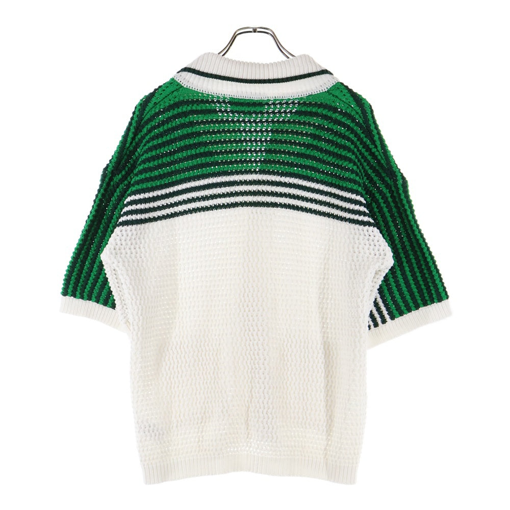 CASABLANCA(カサブランカ) Tennis Club Knit Polo ロゴパッチ半袖ニットポロシャツ MS23-KW-304-01 グリーン