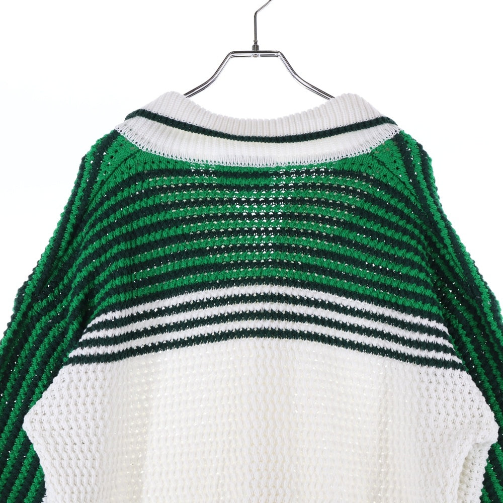 CASABLANCA(カサブランカ) Tennis Club Knit Polo ロゴパッチ半袖ニットポロシャツ MS23-KW-304-01 グリーン