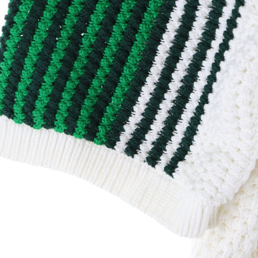 CASABLANCA(カサブランカ) Tennis Club Knit Polo ロゴパッチ半袖ニットポロシャツ MS23-KW-304-01 グリーン