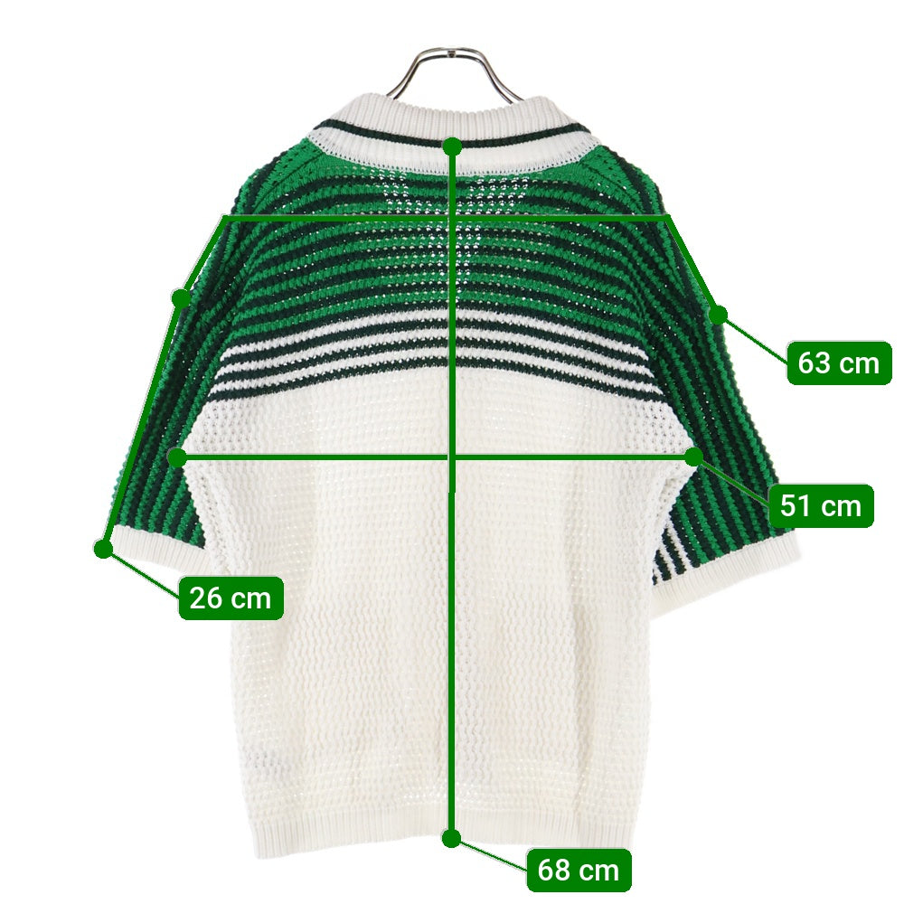 CASABLANCA(カサブランカ) Tennis Club Knit Polo ロゴパッチ半袖ニットポロシャツ MS23-KW-304-01 グリーン