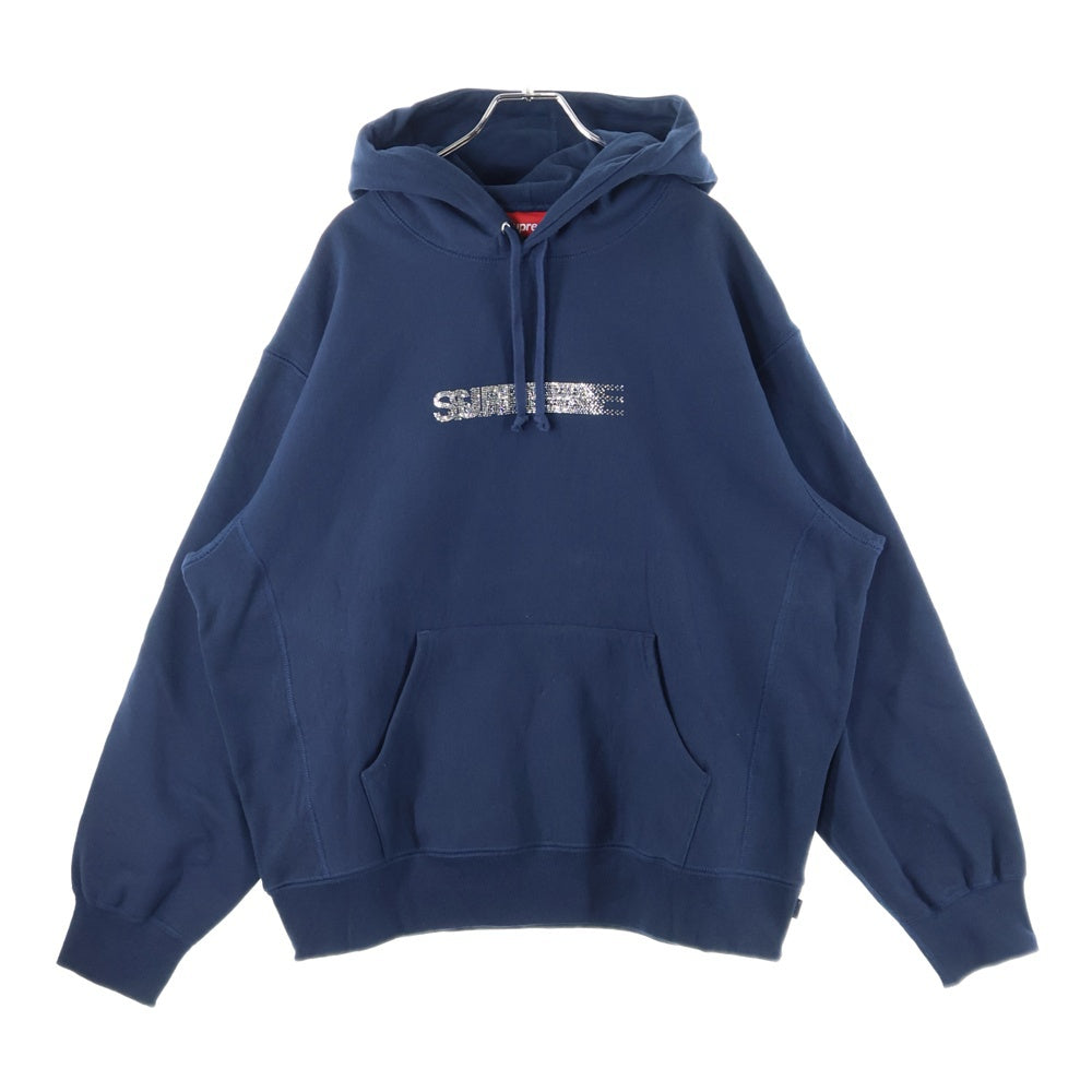 SUPREME(シュプリーム) 25AW ×Swarovski Motion Logo Hooded Sweatshirt ×スワロフスキーモーションロゴフーデッドスウェットシャツ プルオーバースウェットパーカー ネイビー