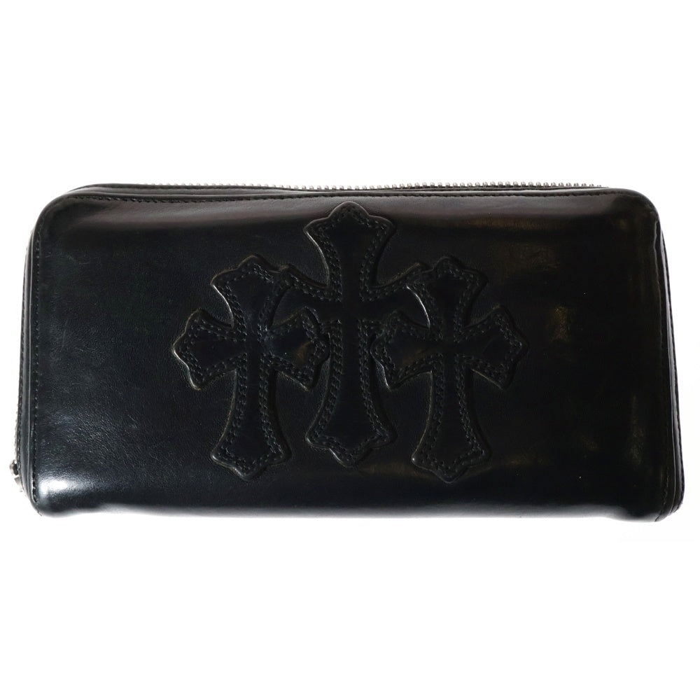 CHROME HEARTS(クロムハーツ) REC F ZIP 3クロス ラウンドジップレザーウォレット 財布 ブラック BCA368