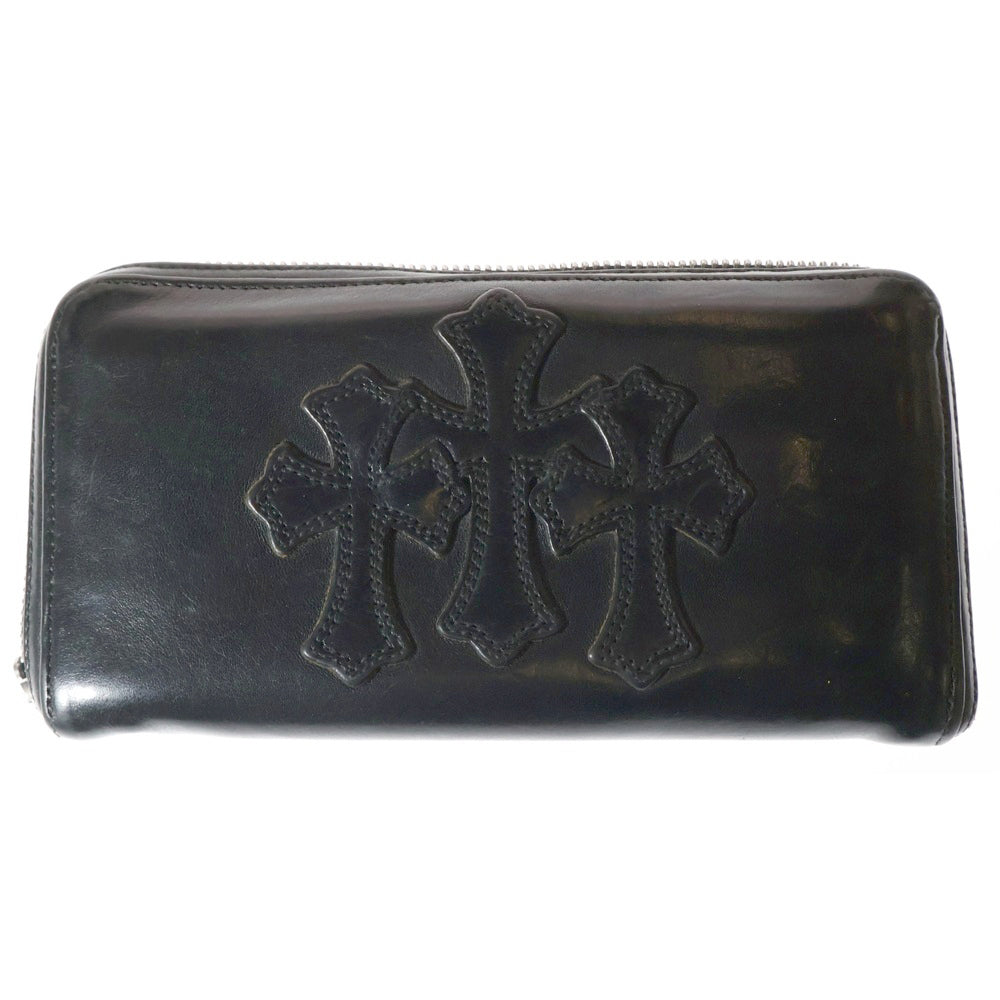 CHROME HEARTS(クロムハーツ) REC F ZIP 3クロス ラウンドジップレザーウォレット 財布 ブラック BCA368