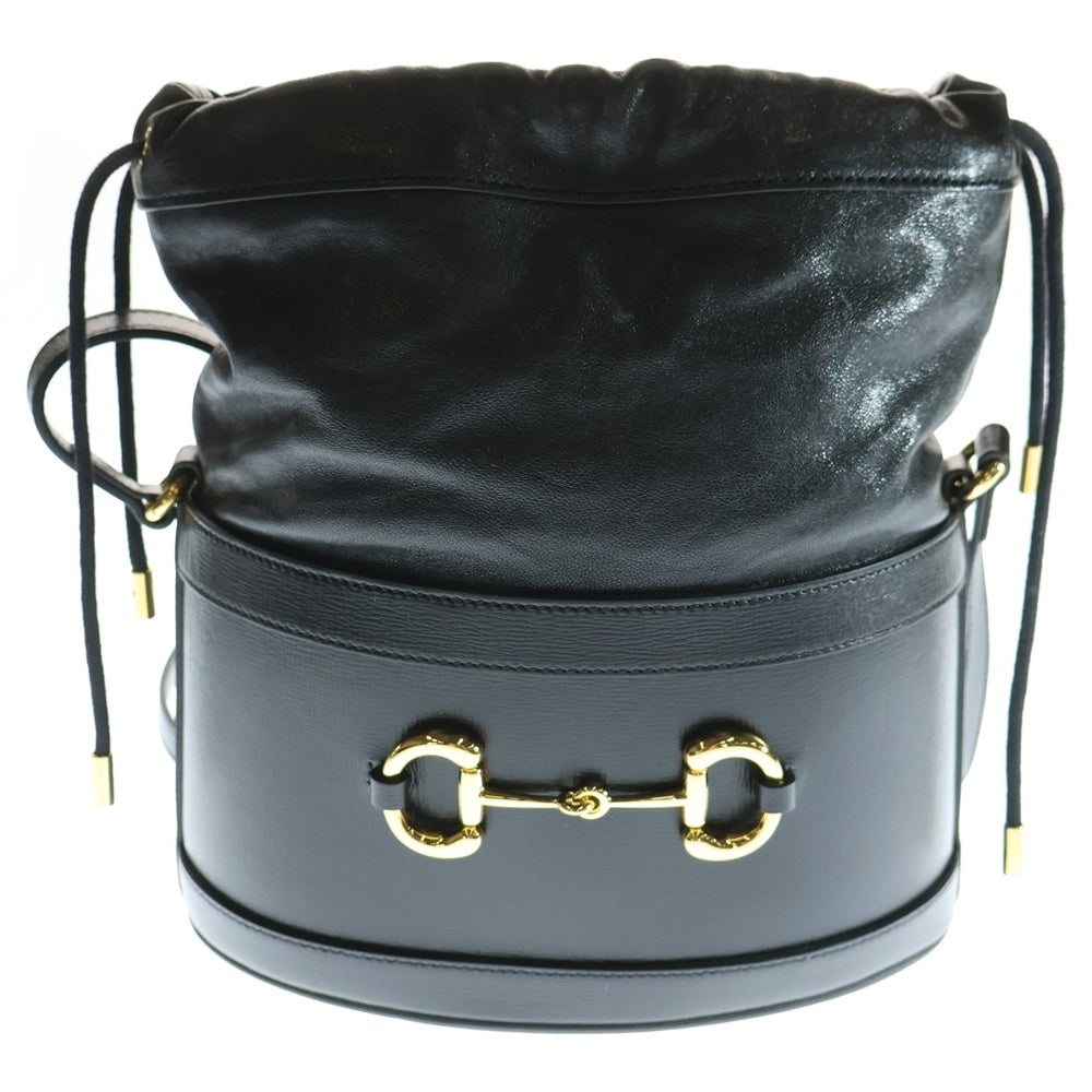 GUCCI(グッチ) Horsebit 1955 Bucket Bag ホースビット バケット レザーショルダーバッグ 巾着バッグ ブラック 602118 000926