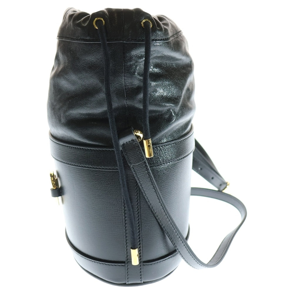 GUCCI(グッチ) Horsebit 1955 Bucket Bag ホースビット バケット レザーショルダーバッグ 巾着バッグ ブラック 602118 000926