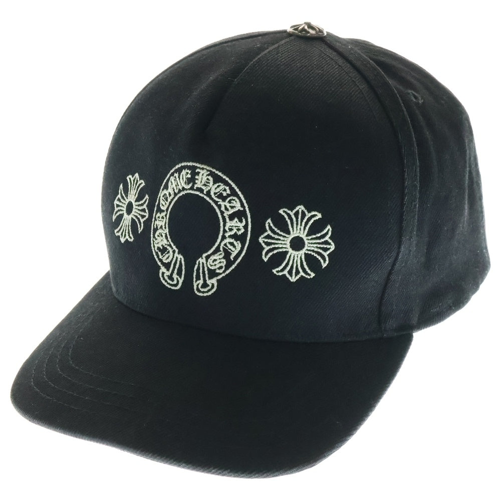 CHROME HEARTS(クロムハーツ) Horseshoe Cross Baseball Cap ホースシュー クロス刺繍 ベースボールキャップ ブラック