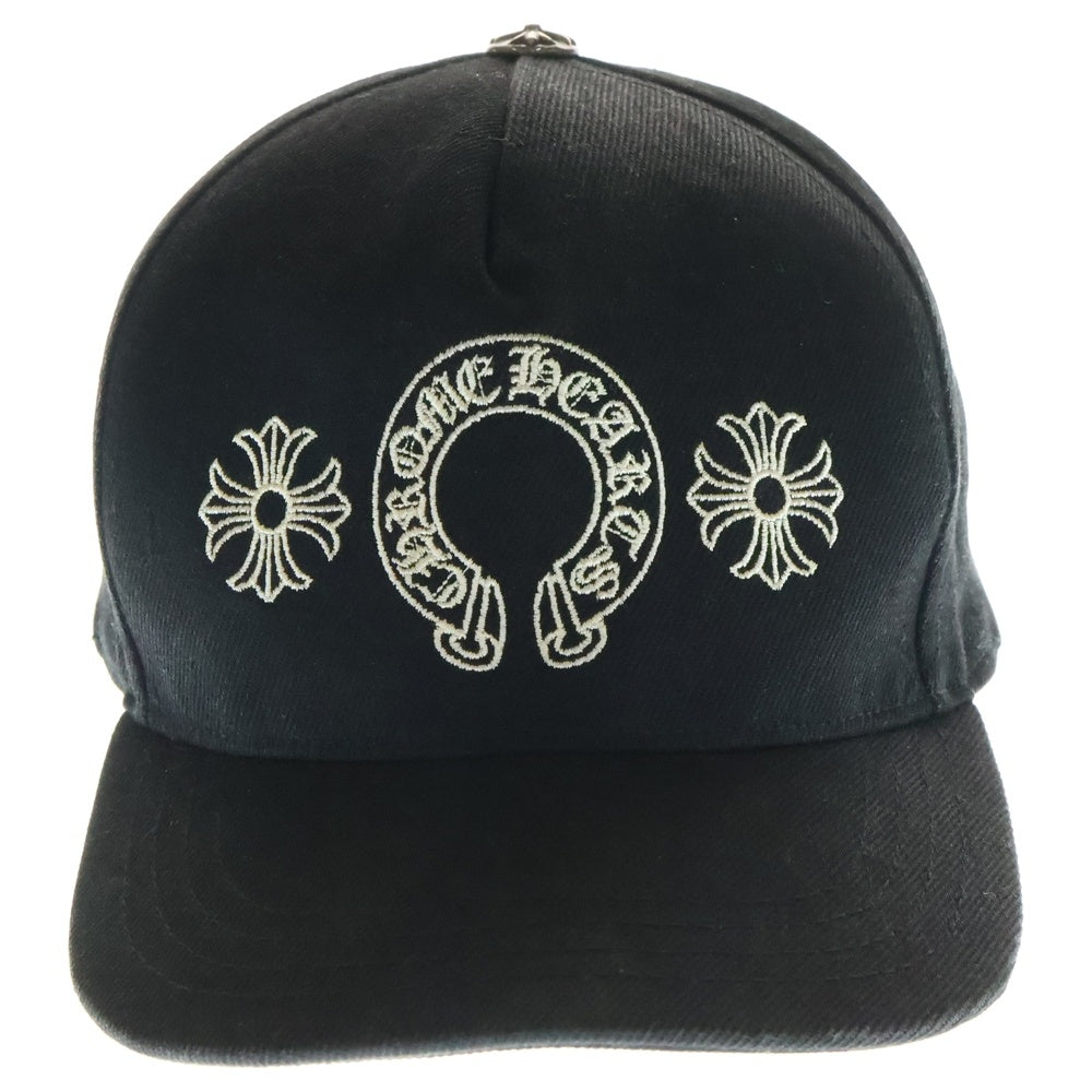CHROME HEARTS(クロムハーツ) Horseshoe Cross Baseball Cap ホースシュー クロス刺繍 ベースボールキャップ ブラック