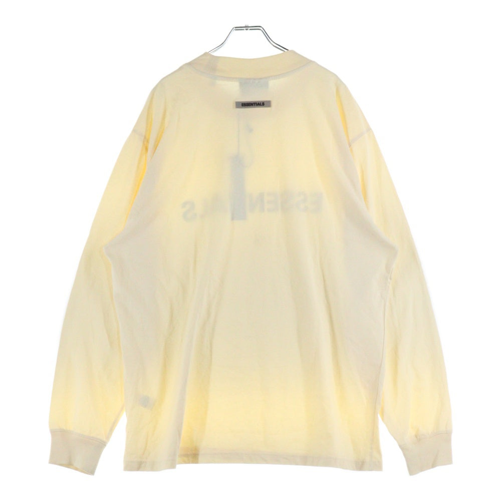 FEAR OF GOD ESSENTIALS(フィアオブゴッド エッセンシャルズ) L/S T-SHIRT フロントラバーロゴ 長袖Tシャツ ロンT アイボリー