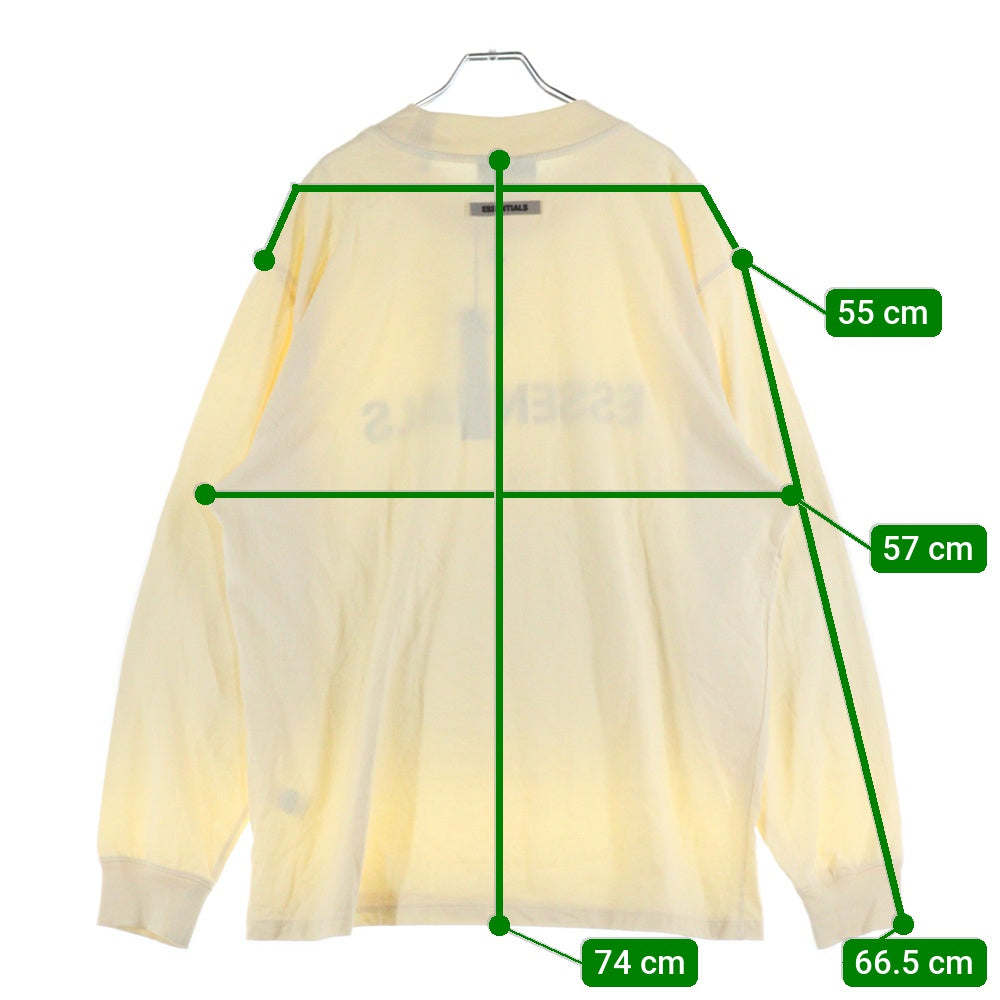FEAR OF GOD ESSENTIALS(フィアオブゴッド エッセンシャルズ) L/S T-SHIRT フロントラバーロゴ 長袖Tシャツ ロンT アイボリー