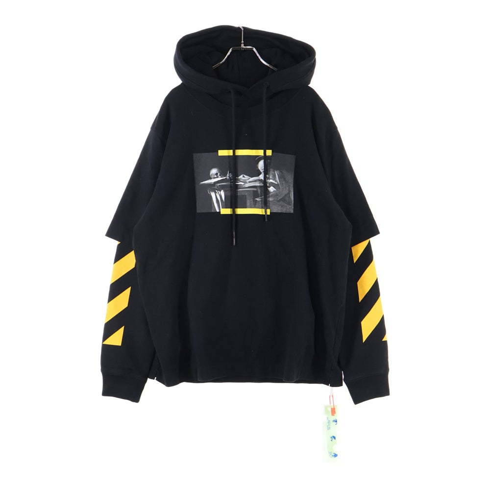 OFF-WHITE(オフホワイト) 21AW Layered Hoodie レイヤード プルオーバースウェットパーカー フーディー ブラック OMBB087F21FLE006