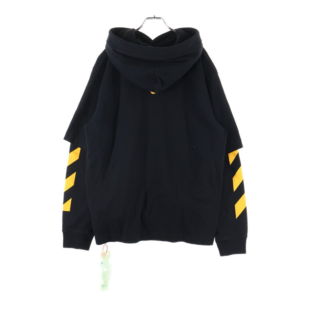 OFF-WHITE(オフホワイト) 21AW Layered Hoodie レイヤード プルオーバースウェットパーカー フーディー ブラック OMBB087F21FLE006