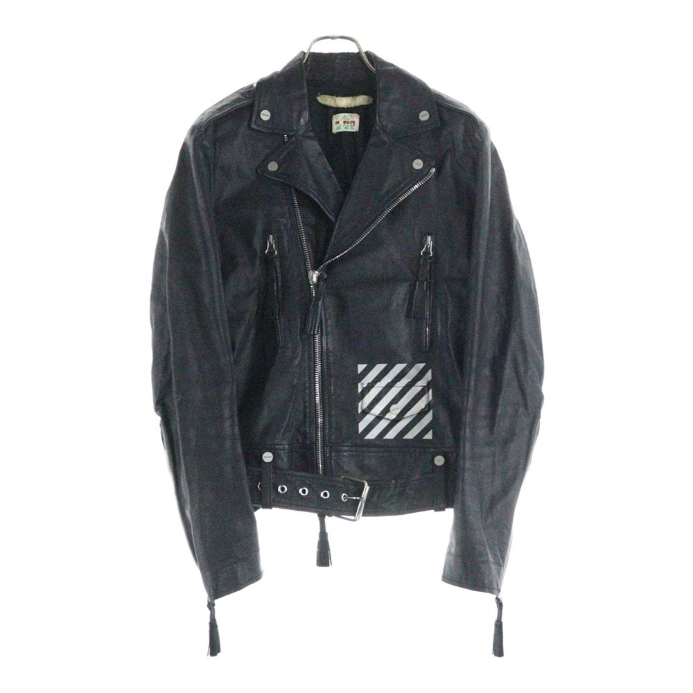 OFF-WHITE(オフホワイト) 15AW Leather Riders Jacket レザー ダブルライダースジャケット ブラック