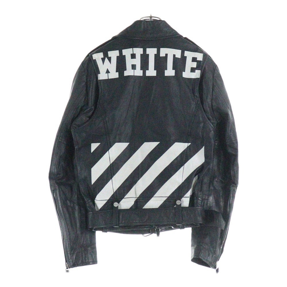 OFF-WHITE(オフホワイト) 15AW Leather Riders Jacket レザー ダブルライダースジャケット ブラック