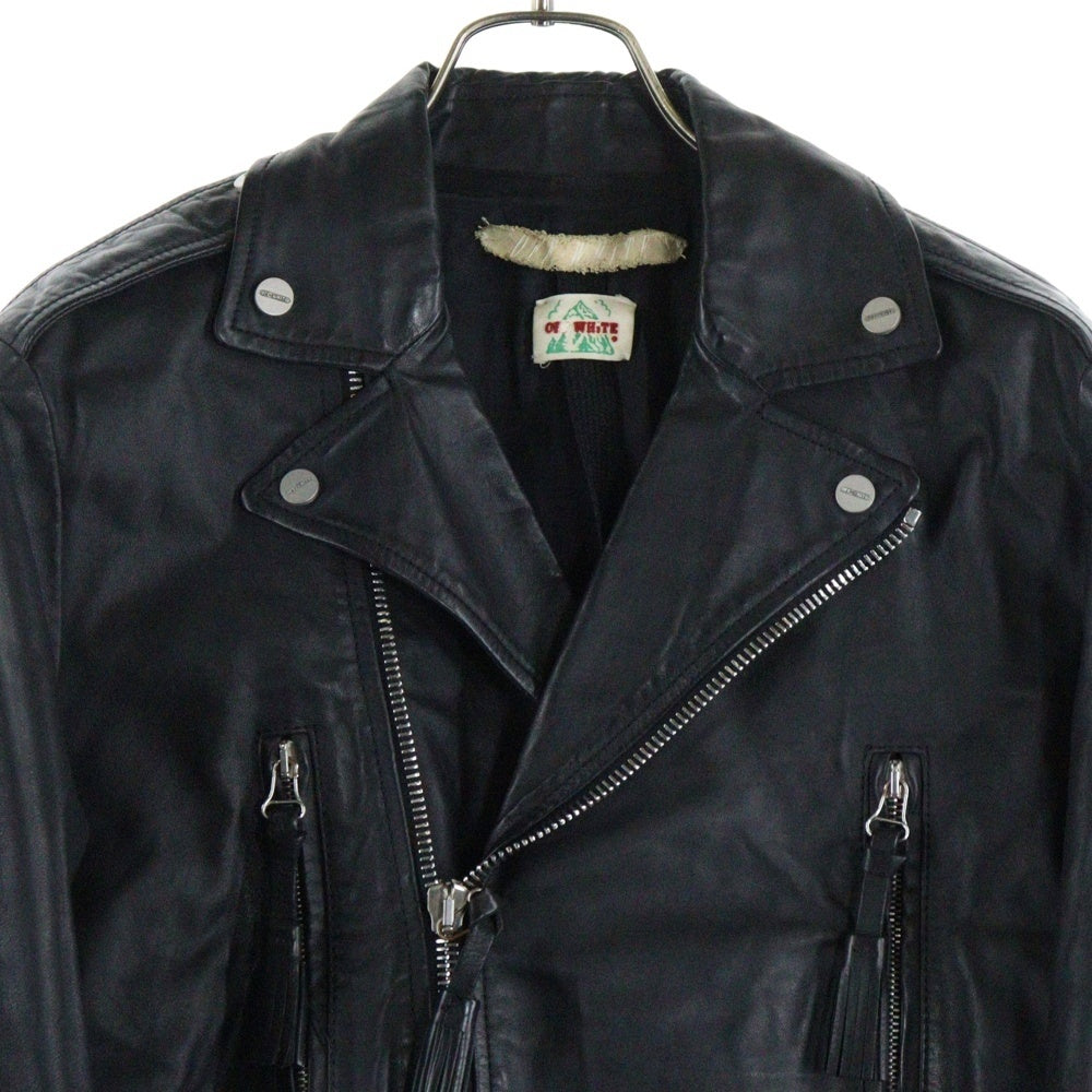 OFF-WHITE(オフホワイト) 15AW Leather Riders Jacket レザー ダブルライダースジャケット ブラック