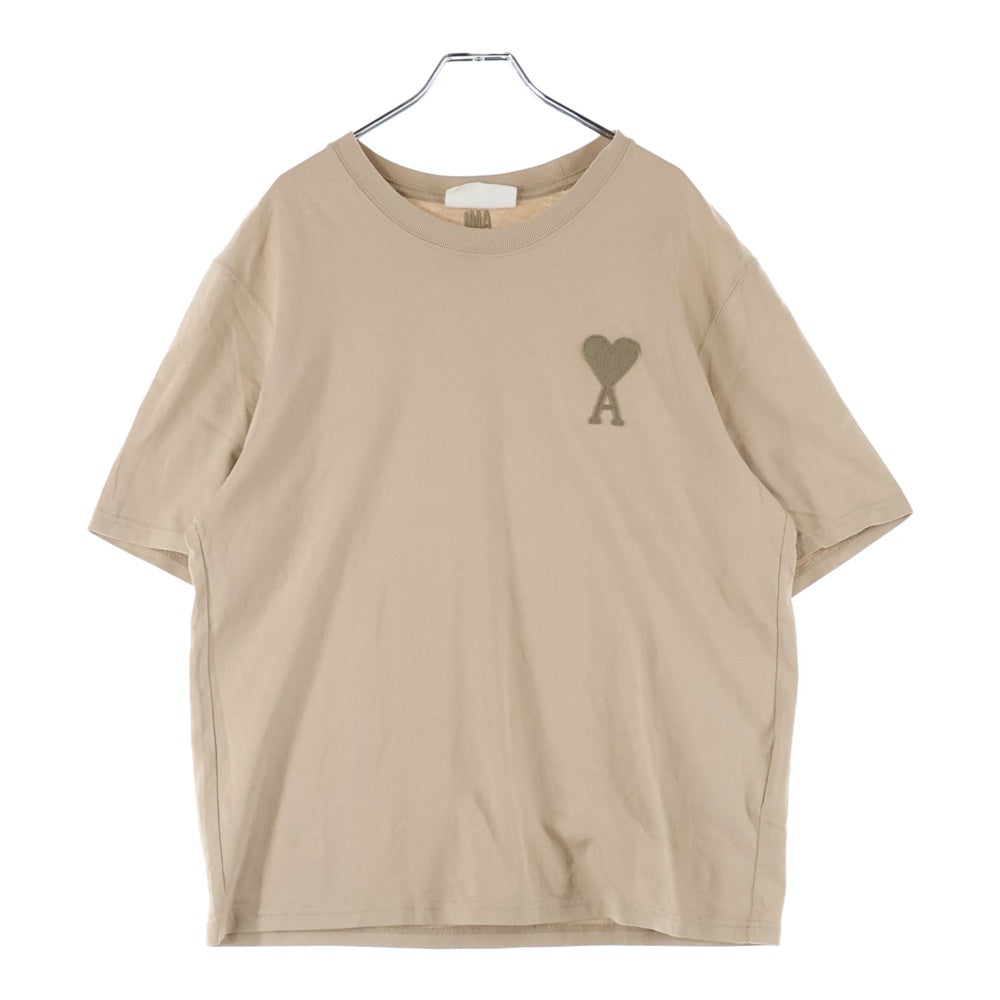 AMI Alexandre Mattiussi(アミアレクサンドルマテュッシ) Logo T-Shirt ハートロゴ刺繍 半袖Tシャツ ベージュ A21HJ128.726