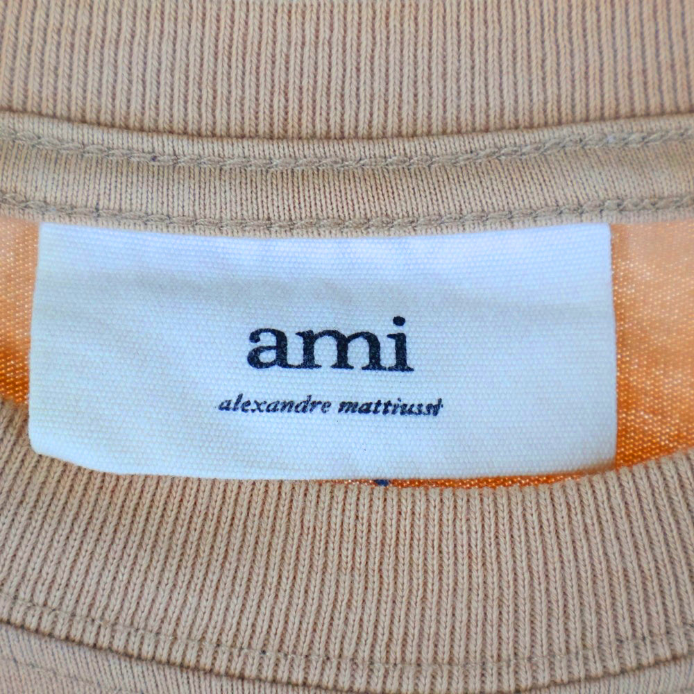 AMI Alexandre Mattiussi(アミアレクサンドルマテュッシ) Logo T-Shirt ハートロゴ刺繍 半袖Tシャツ ベージュ A21HJ128.726