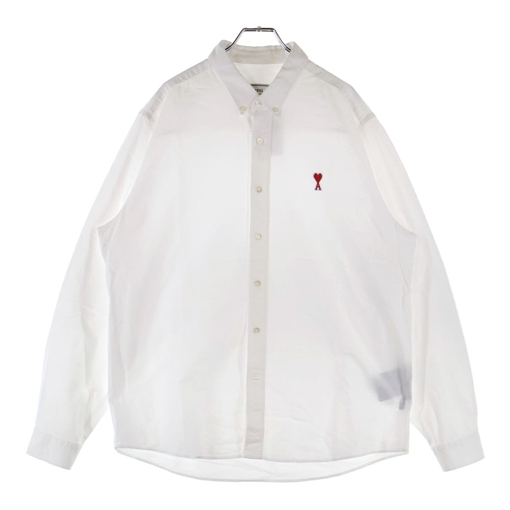 AMI Alexandre Mattiussi(アミアレクサンドルマテュッシ) L/S SHIRT ハートロゴ刺繍 長袖シャツ ホワイト