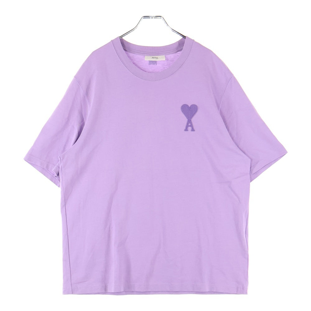 AMI Alexandre Mattiussi(アミアレクサンドルマテュッシ) Logo T-Shirt ハートロゴ刺繍 半袖Tシャツ パープル E21HJ128.726