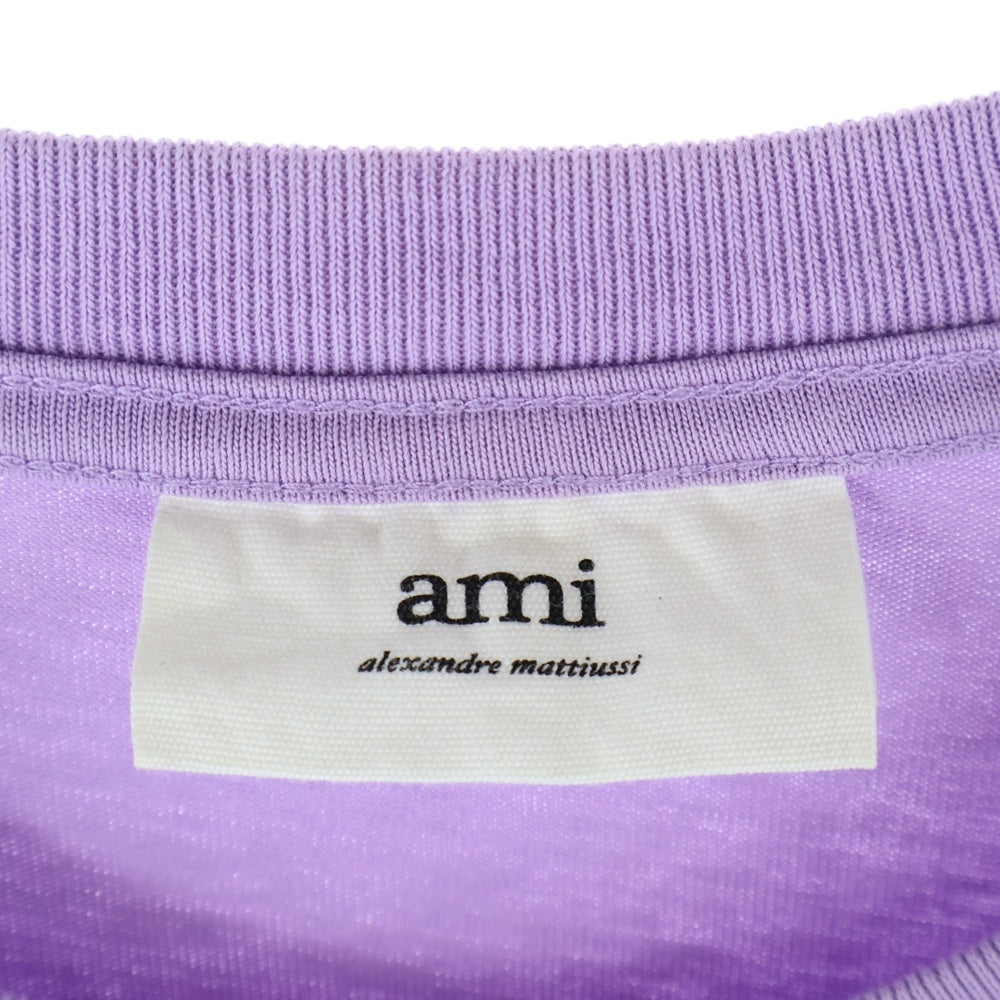 AMI Alexandre Mattiussi(アミアレクサンドルマテュッシ) Logo T-Shirt ハートロゴ刺繍 半袖Tシャツ パープル E21HJ128.726