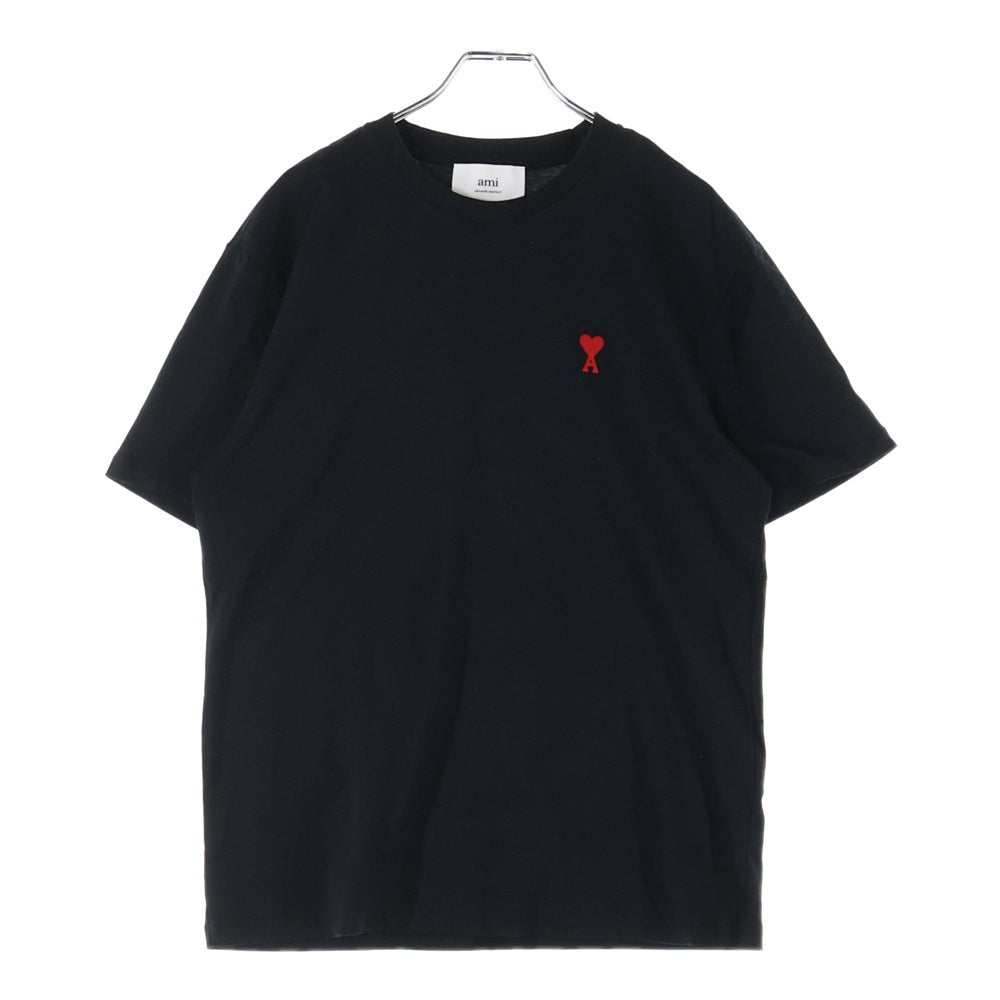 AMI Alexandre Mattiussi(アミアレクサンドルマテュッシ) AMI DE COEUR T-SHIRT ハートロゴ刺繍 半袖Tシャツ ブラック BFUTS001.724