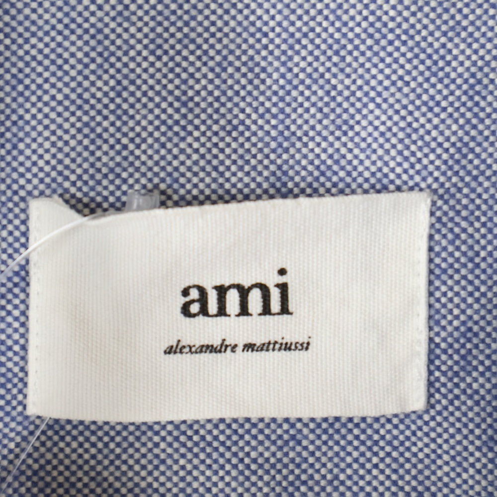 AMI Alexandre Mattiussi(アミアレクサンドルマテュッシ) Ami De Coeur Shirt ハートロゴ刺繍 長袖シャツ ネイビー H21HC024.418