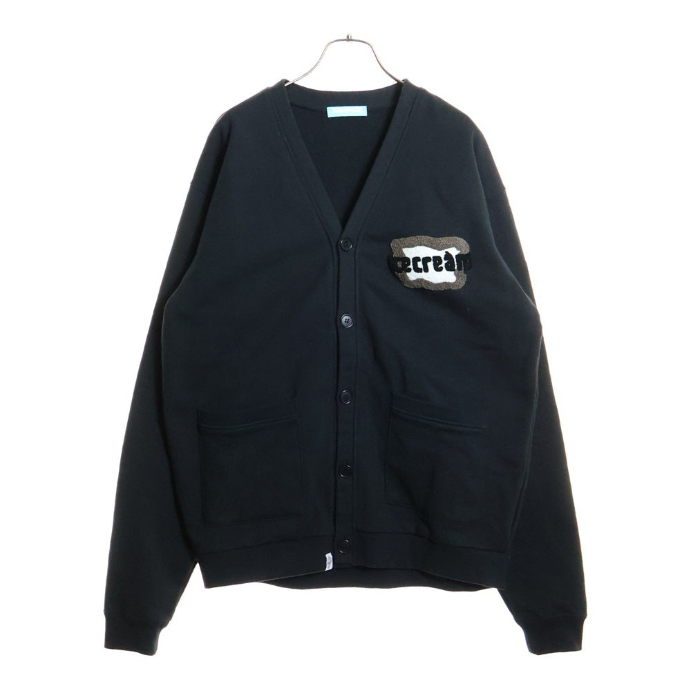 ICE CREAM(アイスクリーム) CHENILLE LOGO SWEAT CARDIGAN WI ロゴワッペン スウェットカーディガン ブラック ICJP231K003