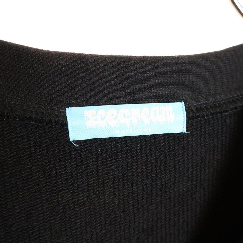 ICE CREAM(アイスクリーム) CHENILLE LOGO SWEAT CARDIGAN WI ロゴワッペン スウェットカーディガン ブラック ICJP231K003