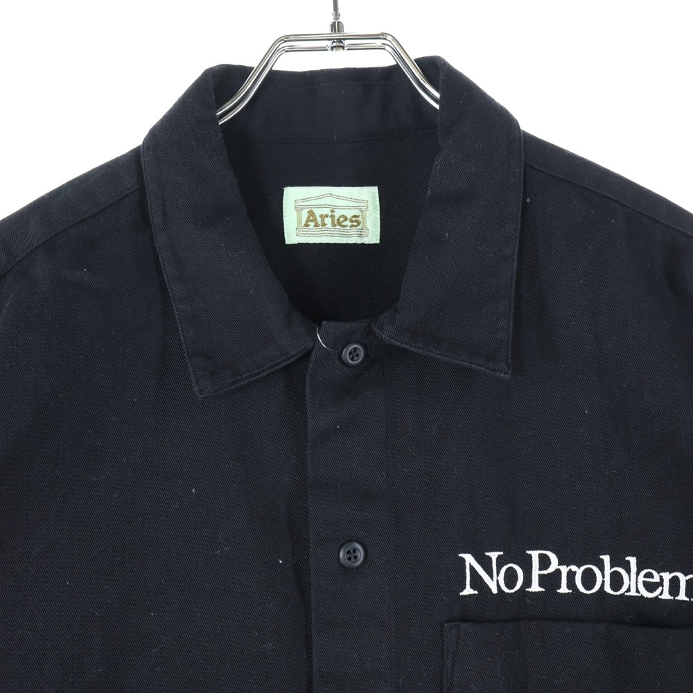 Aries(アリエス) Mini Problemo Uniform Shirt ロゴ刺繍 半袖シャツ ブラック