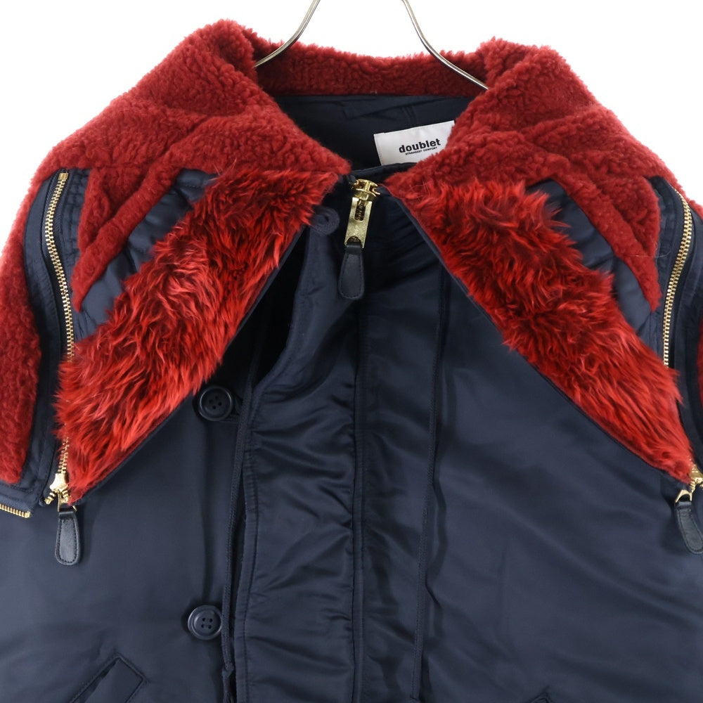 doublet(ダブレット) 24AW PETAL MOUTH HOOD BOMBER JACKET ファー ボンバージャケット ネイビー 24AW17BL197