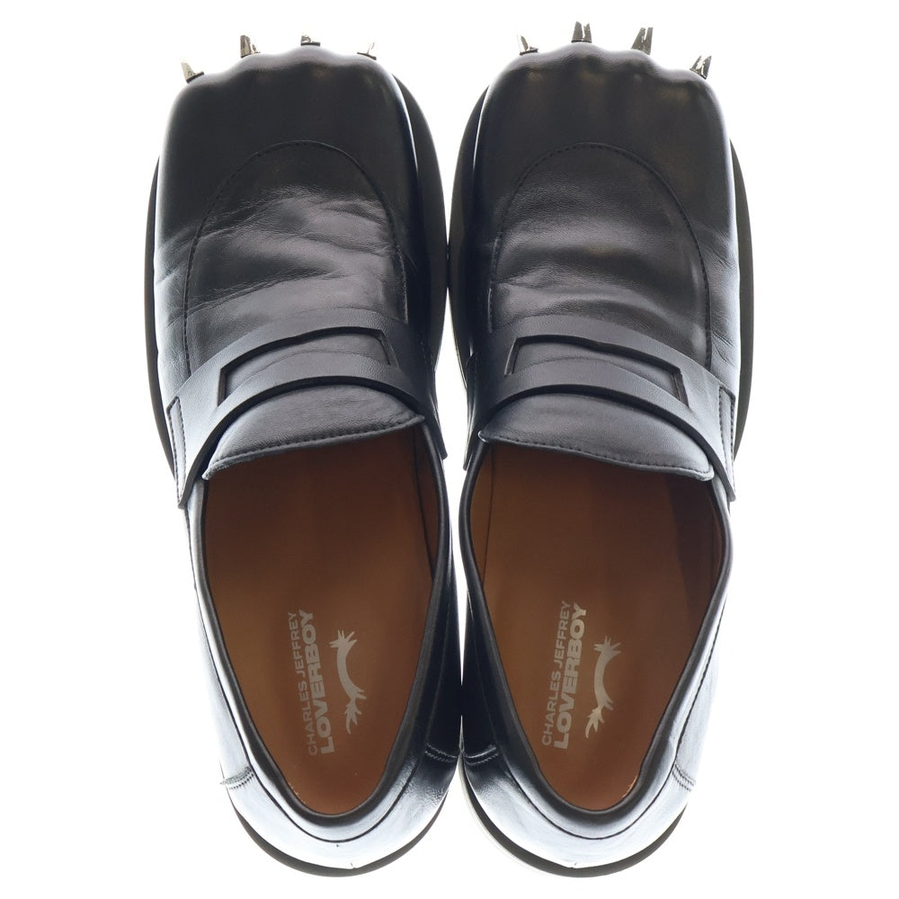 CHARLES JEFFREY LOVERBOY(チャールズジェフリーラバーボーイ) MOCCASIN MOGGIES 爪付き モカシン レザーローファー ローカットシューズ ブラック