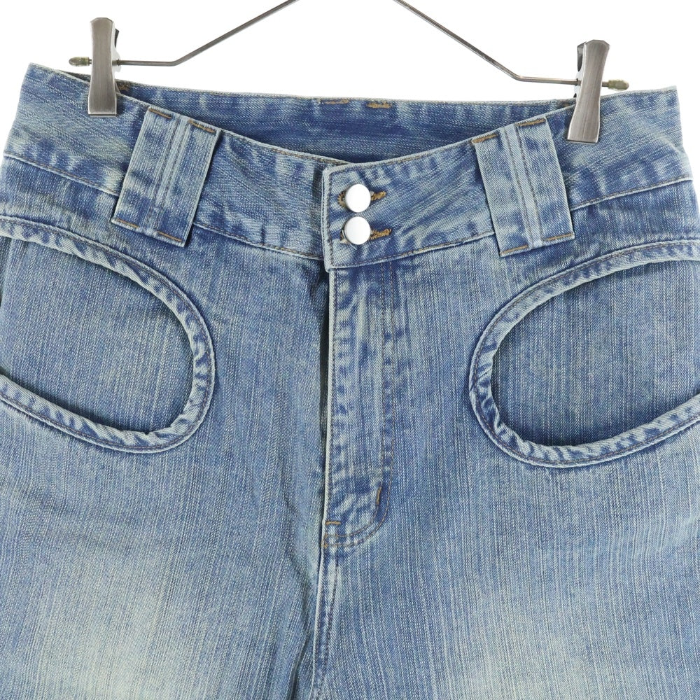 NO BRAND(ノーブランド) CONP 7分丈 ワイドデニムショーツ ハーフパンツ インディゴ